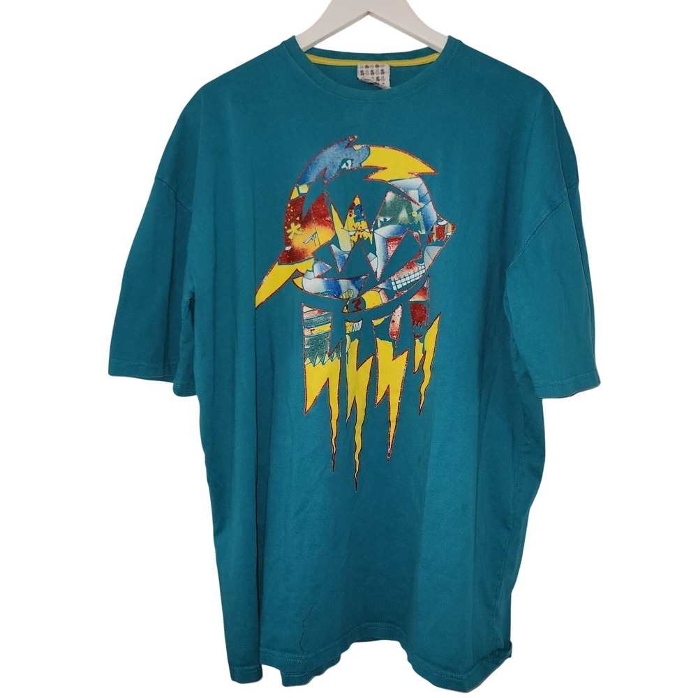 Miskeen Originals Graphic T-Shirt Sz 3XL Mens, Gold Glitter Logo, Turqoise Green